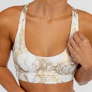 NWT Carbon38 White Gold Snake Bra XXL